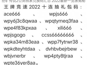 挖矿传说2公测独家兑换码汇总 2022最新一览表揭秘