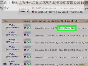 爱城 bt 新地址为什么总是找不到？如何快速获取爱城 bt 新地址？