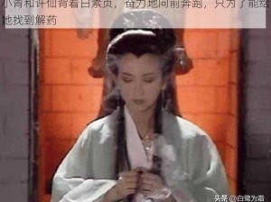 小青和许仙背着白素贞，奋力地向前奔跑，只为了能给她找到解药