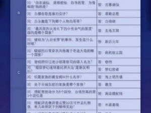 关于奇迹暖暖第三期知识问答3.18开启——答案一览的全面解析