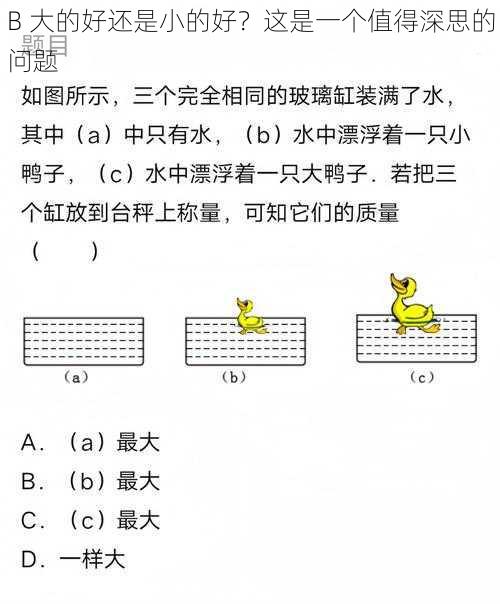 B 大的好还是小的好？这是一个值得深思的问题