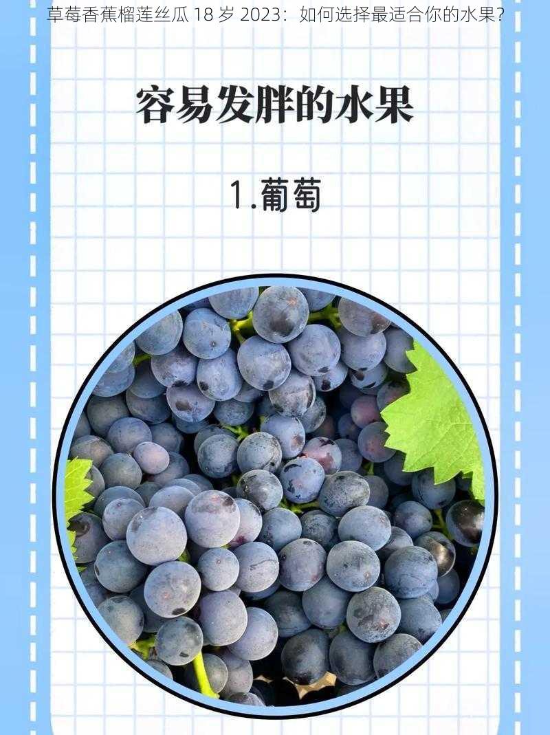 草莓香蕉榴莲丝瓜 18 岁 2023：如何选择最适合你的水果？