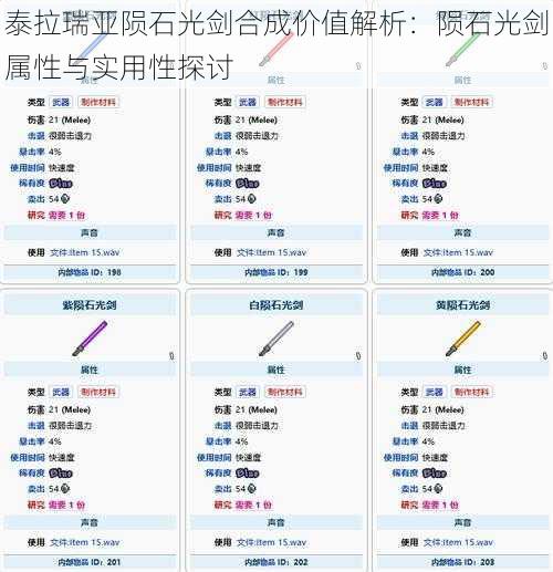 泰拉瑞亚陨石光剑合成价值解析：陨石光剑属性与实用性探讨