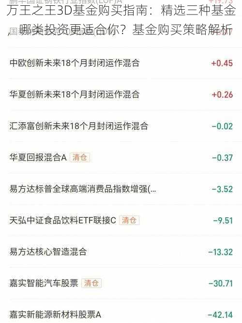 万王之王3D基金购买指南：精选三种基金，哪类投资更适合你？基金购买策略解析
