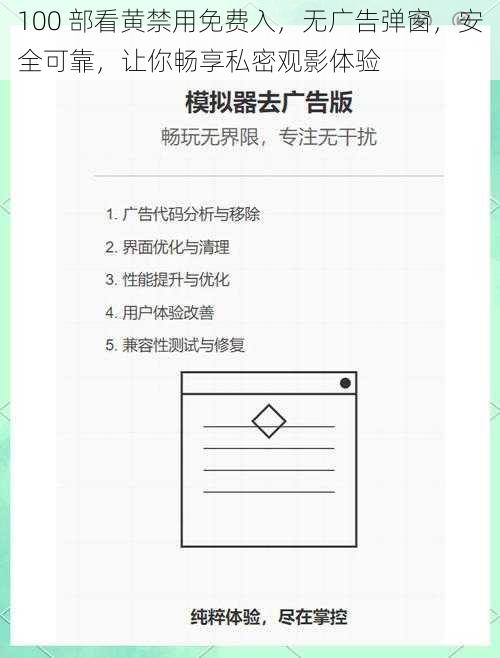 100 部看黄禁用免费入，无广告弹窗，安全可靠，让你畅享私密观影体验