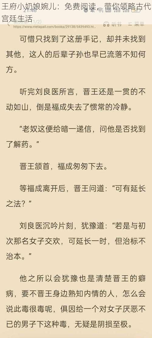 王府小奶娘婉儿：免费阅读，带你领略古代宫廷生活