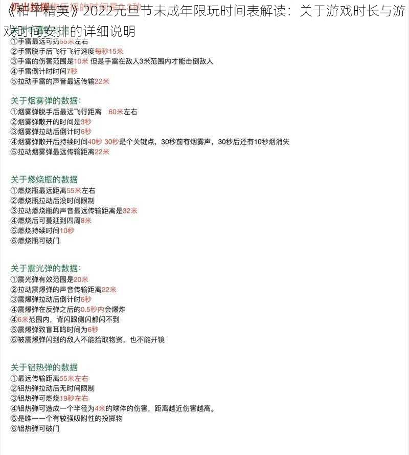 《和平精英》2022元旦节未成年限玩时间表解读：关于游戏时长与游戏时间安排的详细说明