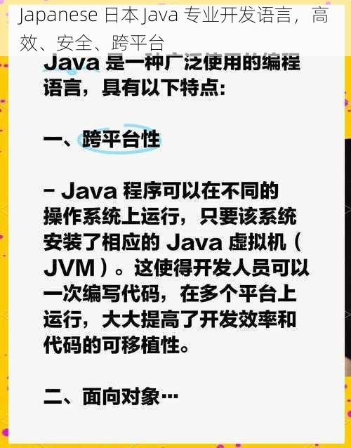 Japanese 日本 Java 专业开发语言，高效、安全、跨平台