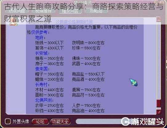 古代人生跑商攻略分享：商路探索策略经营与财富积累之道