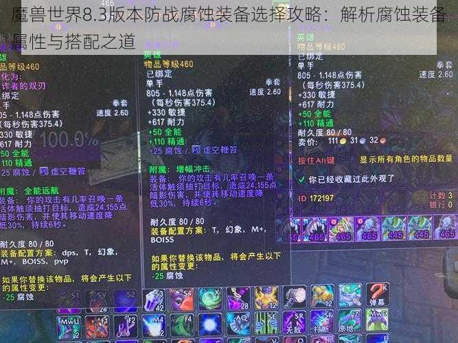 魔兽世界8.3版本防战腐蚀装备选择攻略：解析腐蚀装备属性与搭配之道