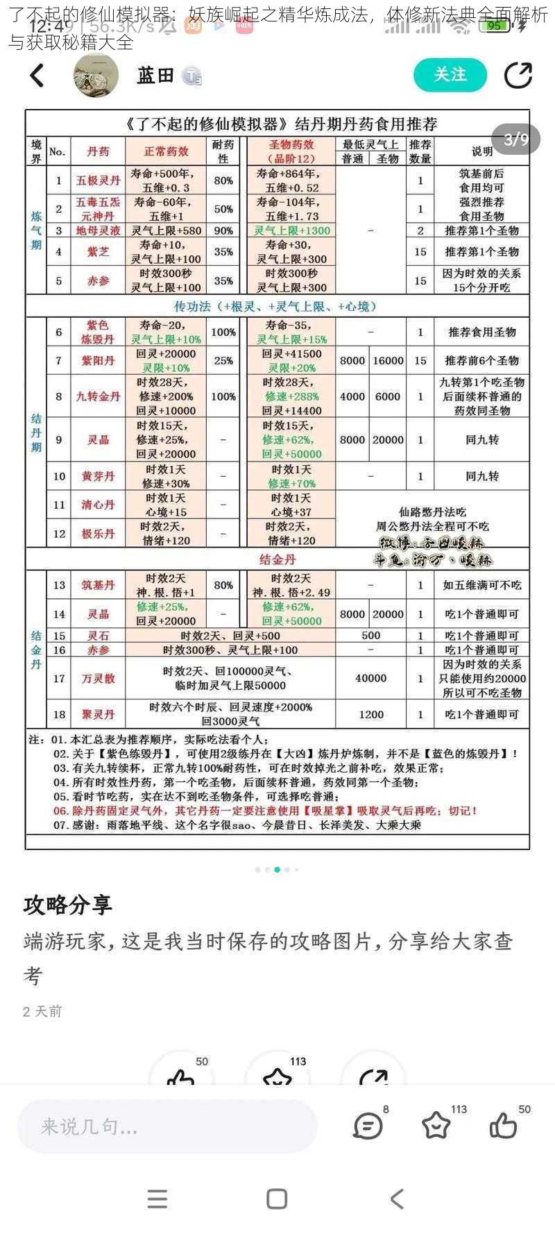 了不起的修仙模拟器：妖族崛起之精华炼成法，体修新法典全面解析与获取秘籍大全