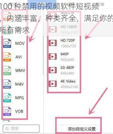 100 种禁用的视频软件短视频，内涵丰富，种类齐全，满足你的所有需求