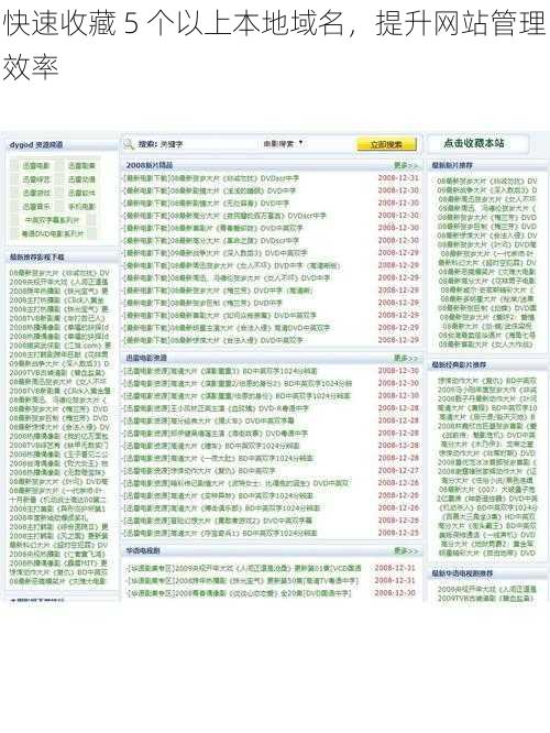 快速收藏 5 个以上本地域名，提升网站管理效率