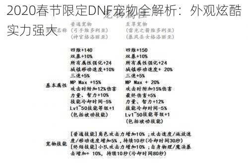 2020春节限定DNF宠物全解析：外观炫酷实力强大