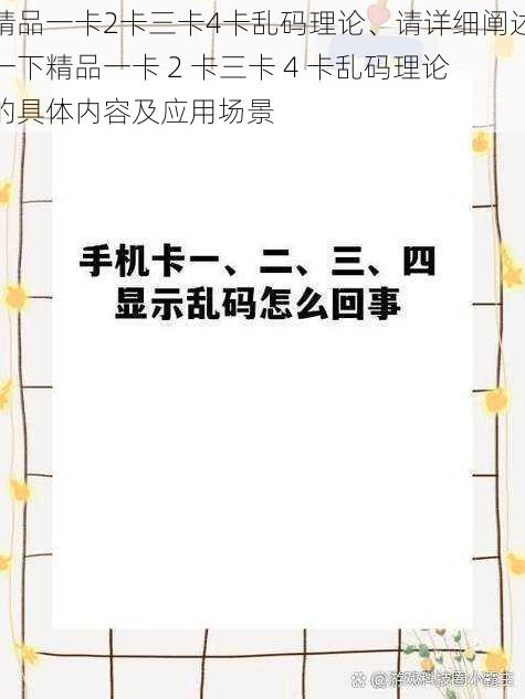 精品一卡2卡三卡4卡乱码理论、请详细阐述一下精品一卡 2 卡三卡 4 卡乱码理论的具体内容及应用场景