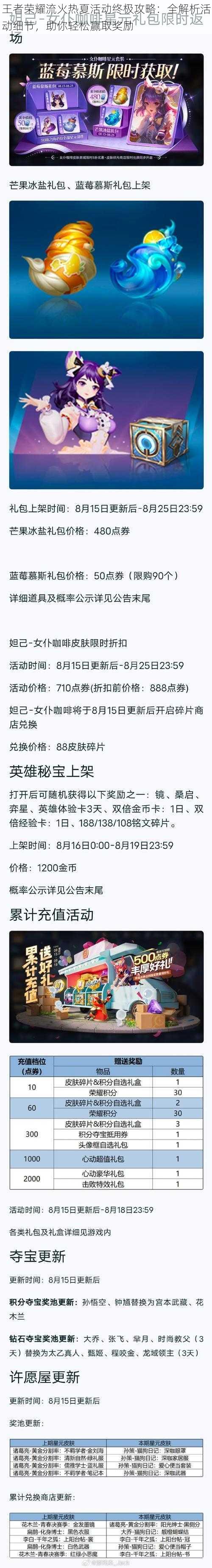 王者荣耀流火热夏活动终极攻略：全解析活动细节，助你轻松赢取奖励