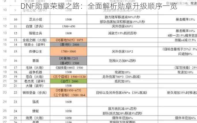 DNF勋章荣耀之路：全面解析勋章升级顺序一览