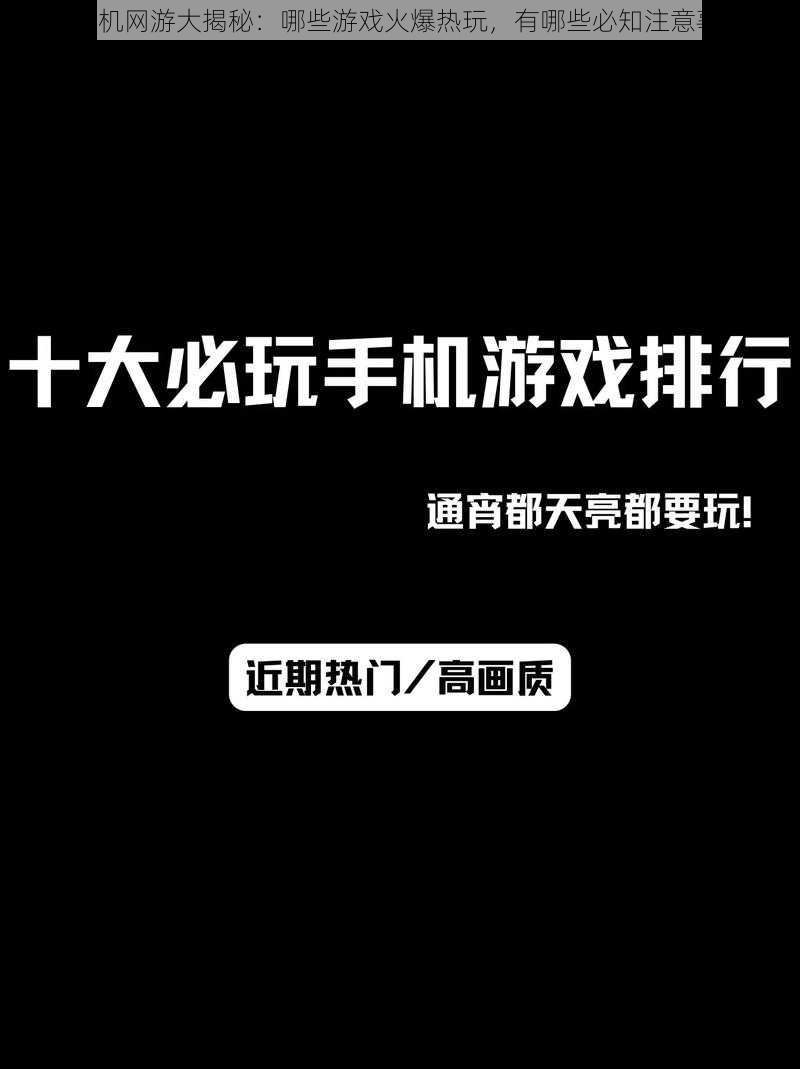 《手机网游大揭秘：哪些游戏火爆热玩，有哪些必知注意事项》