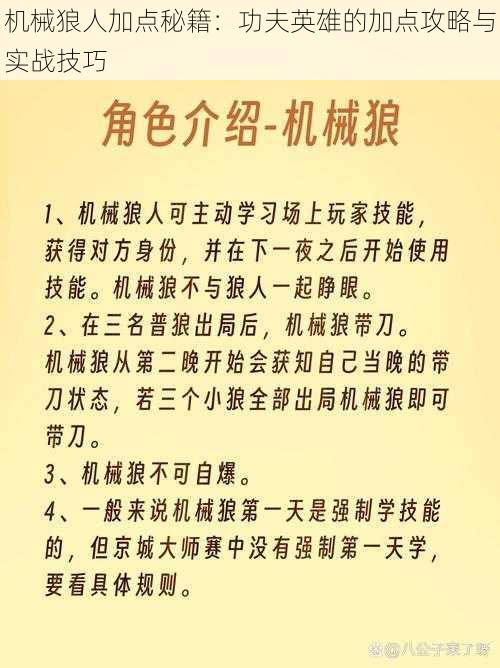 机械狼人加点秘籍：功夫英雄的加点攻略与实战技巧