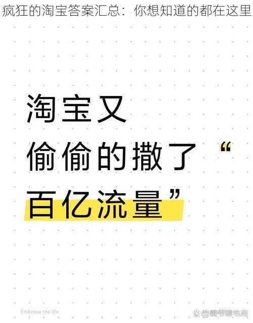 疯狂的淘宝答案汇总：你想知道的都在这里