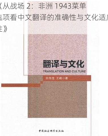 《从战场 2：非洲 1943菜单选项看中文翻译的准确性与文化适应性》