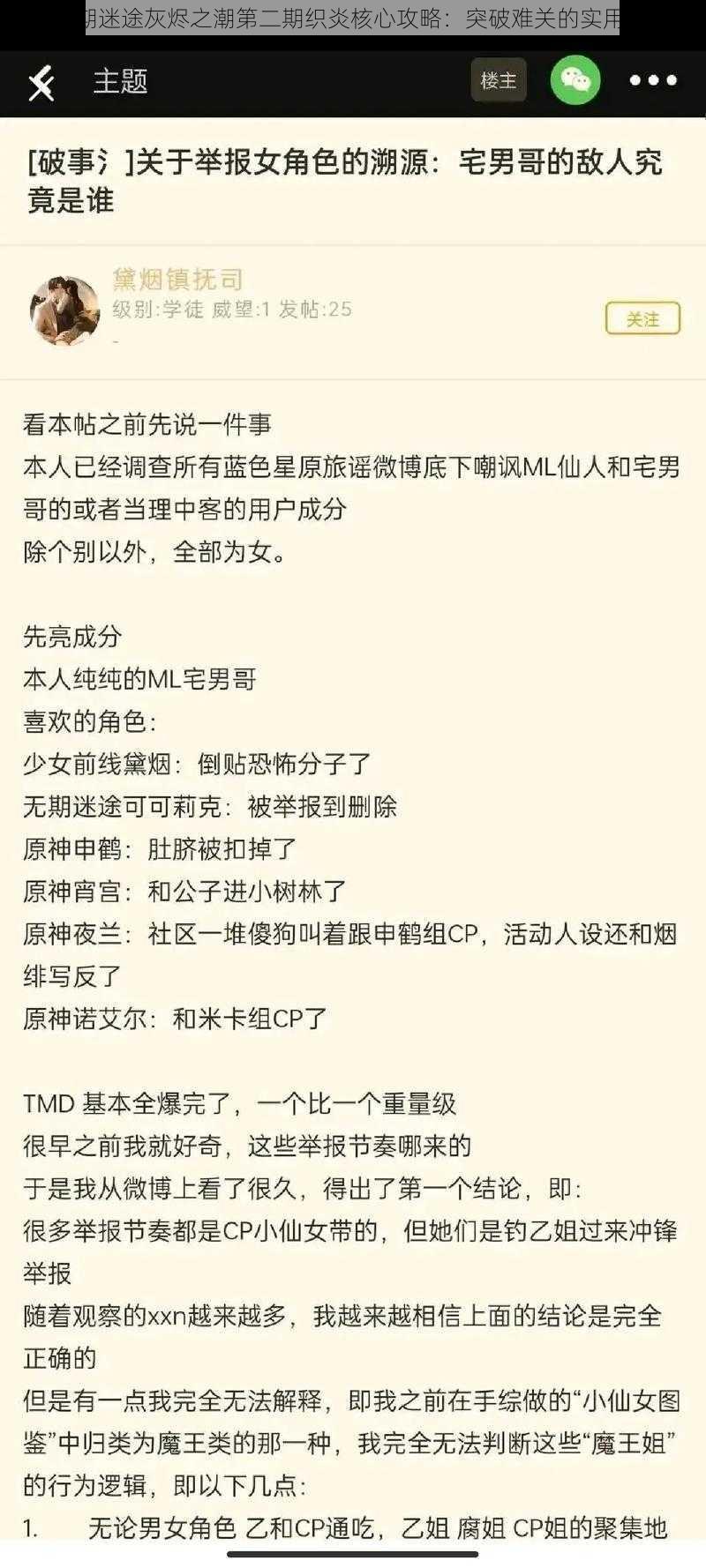 《无期迷途灰烬之潮第二期织炎核心攻略：突破难关的实用技巧》