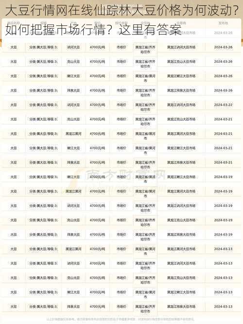 大豆行情网在线仙踪林大豆价格为何波动？如何把握市场行情？这里有答案