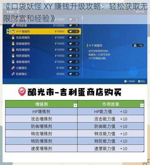 《口袋妖怪 XY 赚钱升级攻略：轻松获取无限财富和经验》