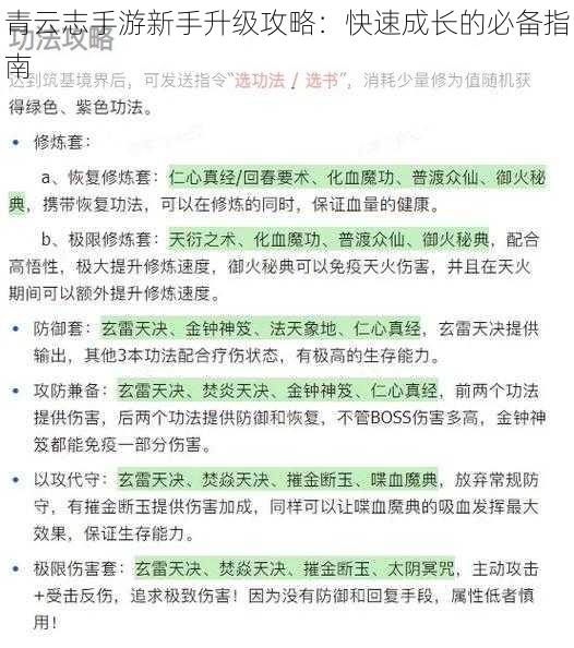 青云志手游新手升级攻略：快速成长的必备指南