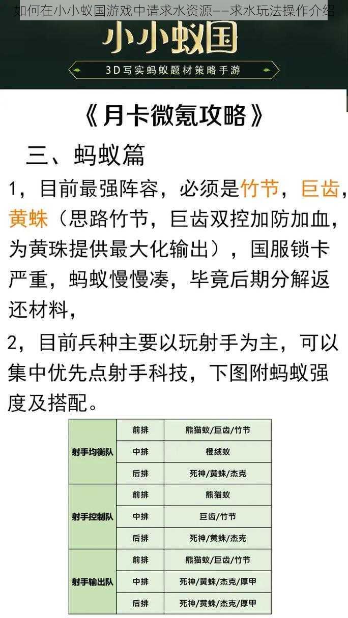 如何在小小蚁国游戏中请求水资源——求水玩法操作介绍